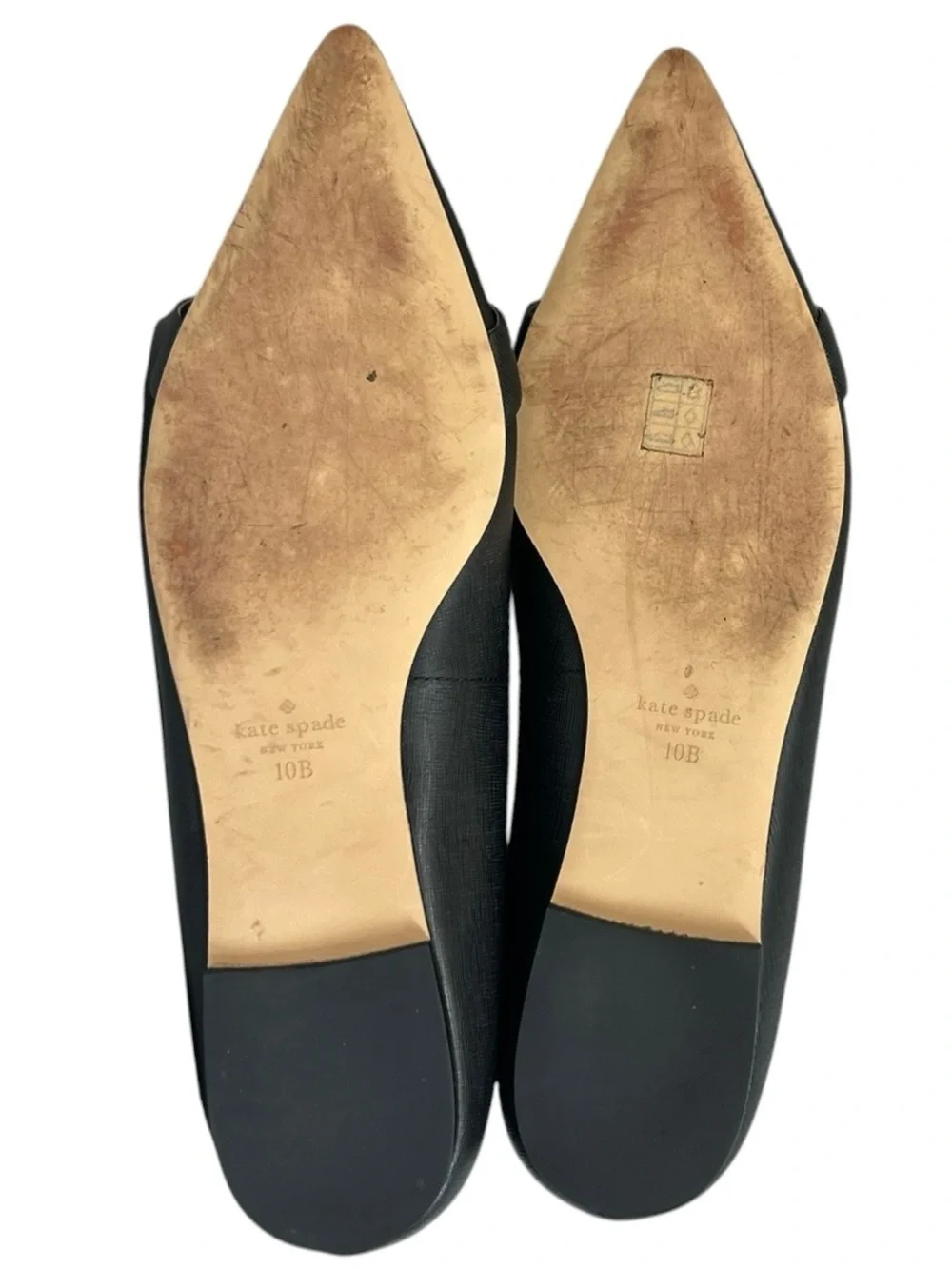 Kate Spade Deneuve Flats Women’s 10B Black Pointed Toe Leather Travel Ballet